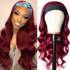 Rose Hair Burgundy Red Color Body Wave Headband Wig Human Virgin Hair Easily Install