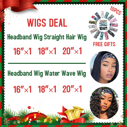 Wholesale Rosehair 15A Grade 3/6 PCS Headband Wig Glueless Human Hair Wig With Pre-attached Scarf Half All Texture Deal - Rose Hair