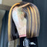 Rose Hair Honey Brown Blonde Piano Highlights Straight Bob 13*4 Lace Frontal Wig - Rose Hair
