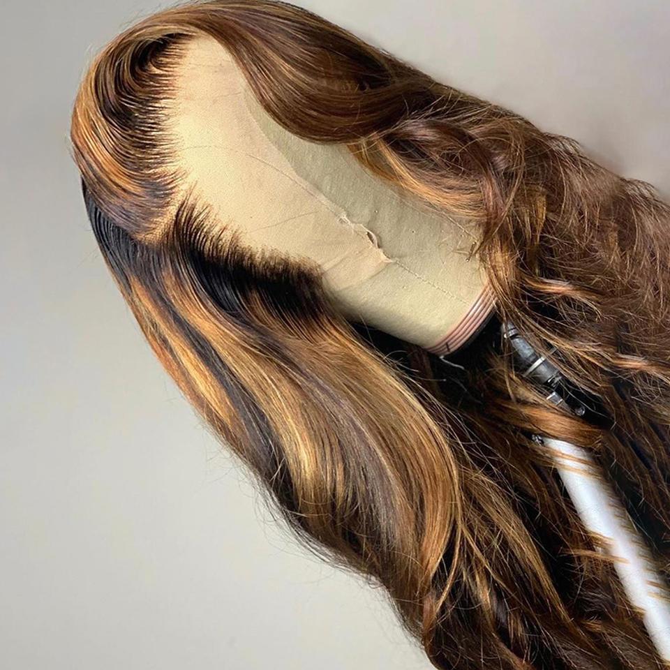 Rose Hair Piano Ombre Honey Brown Body Wave Lace Frontal Wig - Rose Hair