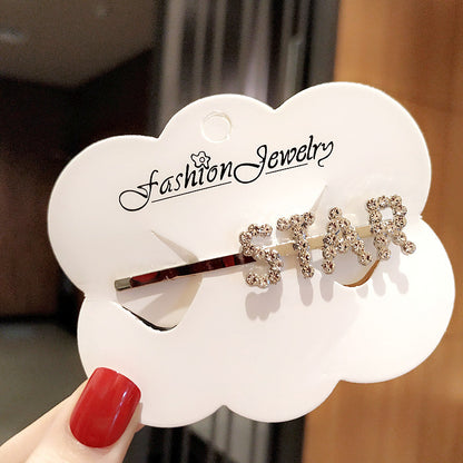 Fashion Rhinestone Letter Bobby Pin, Word Crystal Hair pin, Metal Hair Clips, Sparkly Hair Accessories for Women - Rose Hair