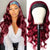 Rose Hair Glueless Headband Wig Human Virgin Hair Burgundy Red Color Hair Loose Wave Wig Easily Install - Rose Hair