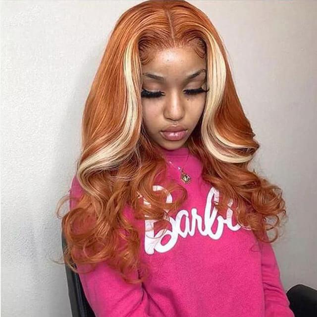 Ginger Blonde Ombre Wigs Transparent 13x4 Lace Front Wig Body Wave Lace Front Wig