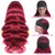 Rose Hair Glueless Headband Wig Human Virgin Hair Burgundy Red Color Hair Loose Wave Wig Easily Install - Rose Hair