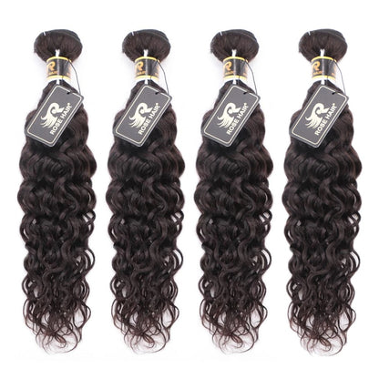 10A Grade Brazilian 4 Bundles Water Wave Human Virgin Hair With 13x4 Lace Frontal Pre Plucked - Rose Hair