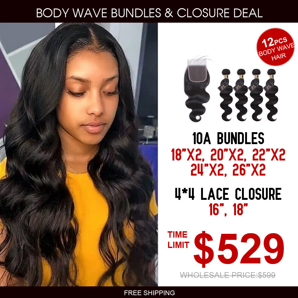 10A Grade Bundles with 4*4 Lace Closure Package Deal - Rose Hair