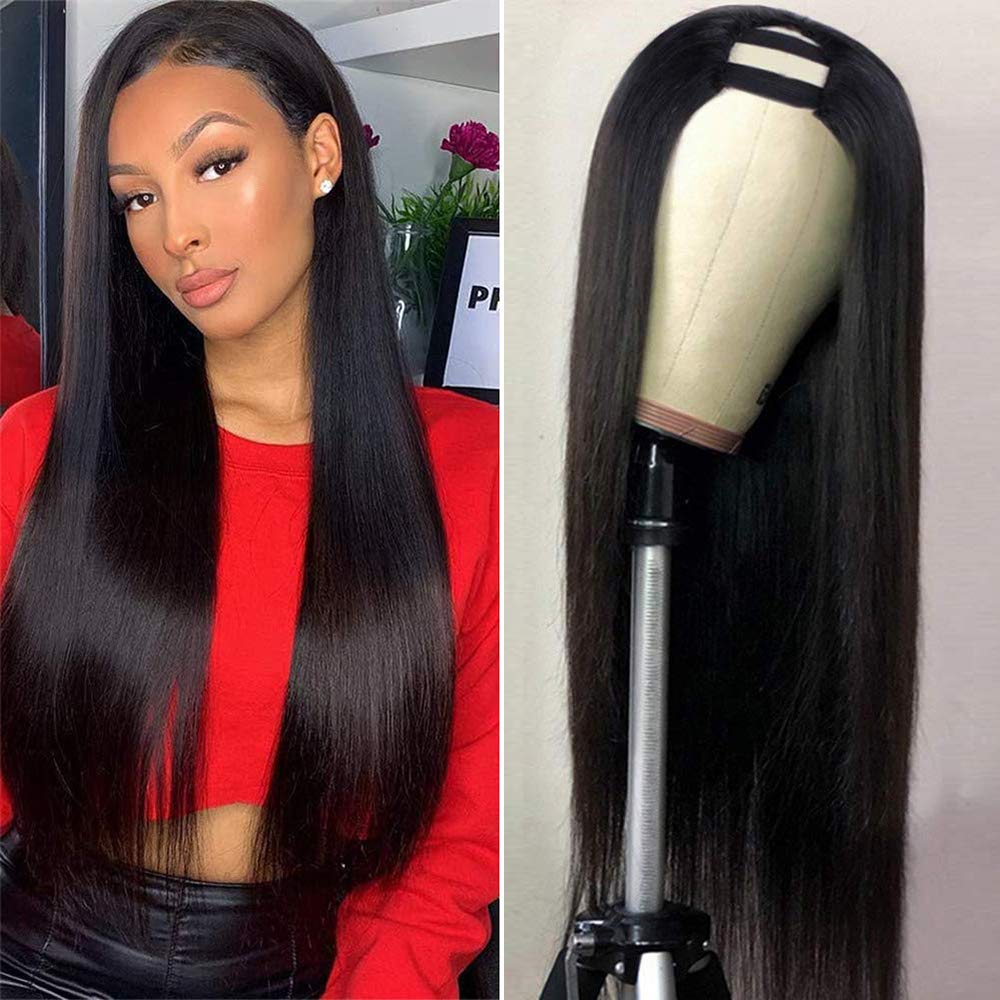 70% Off U Part Wig Quick &amp; Easy Affordable Human Straight Hair Wig - Rose Hair
