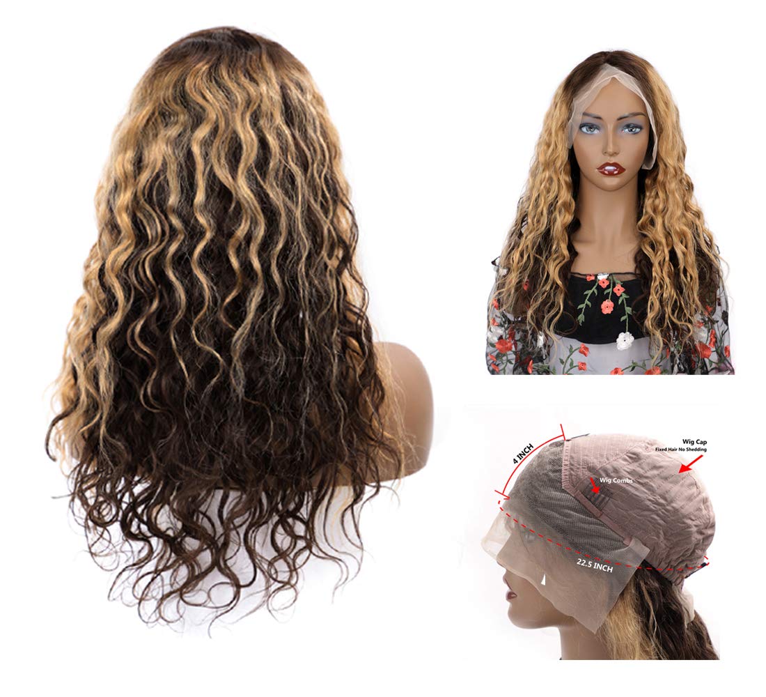 Pre Plucked Mix Color Real Undetectable Transparent Loose Wave 13*4 Lace Front Wig Brazilian Virgin Hair Ombre Wig - Rose Hair