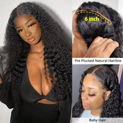 Rose Hair 6x6 HD Transparent Lace Closure Kinky Curly Human Hair Wig with PrePlucked