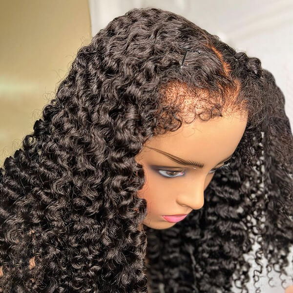 New Transparent 13x4 Lace Front Wig Kinky Curly Wigs With Natural 4C Edges Curly Baby Hair