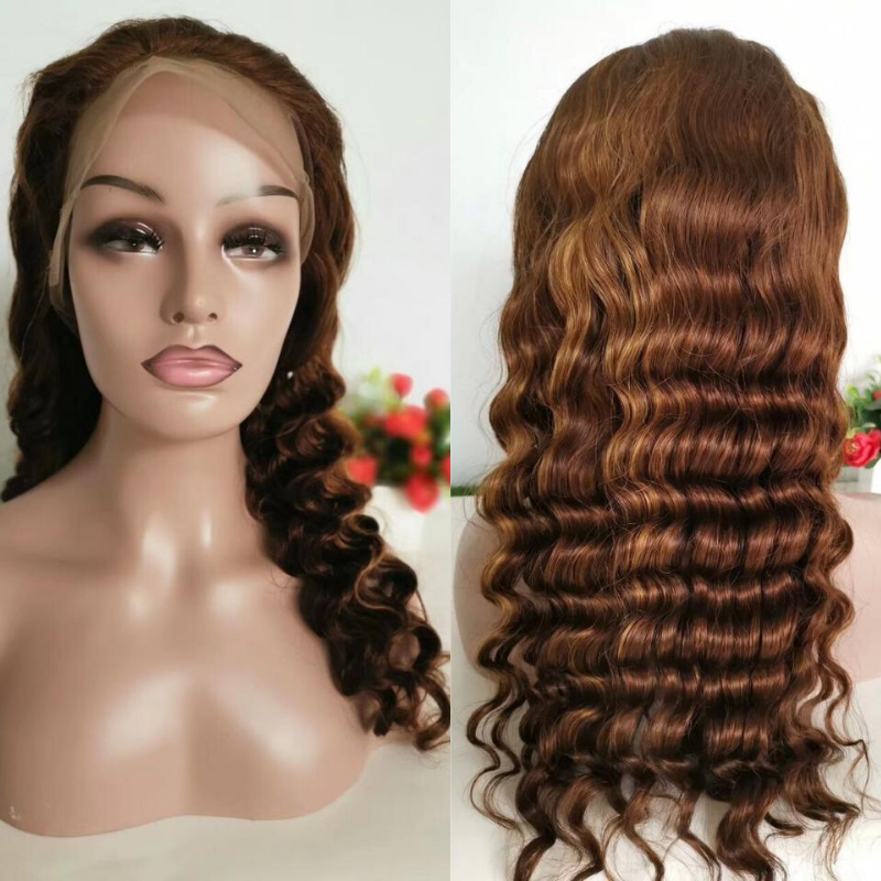 Rose Hair New Hairstyle 13*4 Lace Frontal Deep Wave Wig Ombre Color Brazilian Human Virgin Hair - Rose Hair