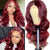 Rose Hair Human Virgin Hair Burgundy Red Color Lace Frontal Wig Body Wave Wig - Rose Hair