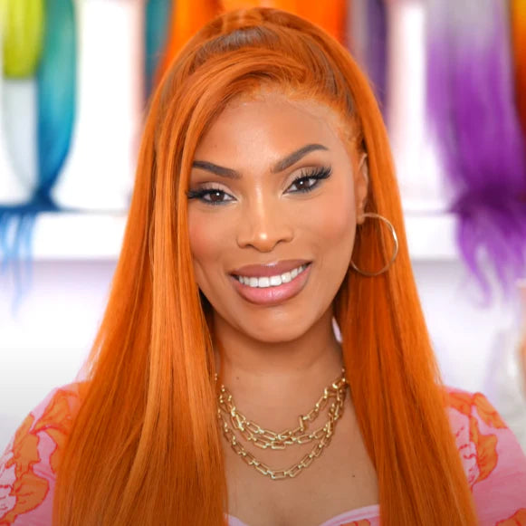 NEW Ginger Colored Wig Transparent Lace 13*4 Lace Frontal Straight Glueless Preplucked Human Hair