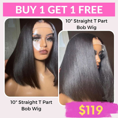 [Buy 1 Get 1 Free] Rose Hair $119=2 T Part Bob Wigs Natural Black Color No Code Needed