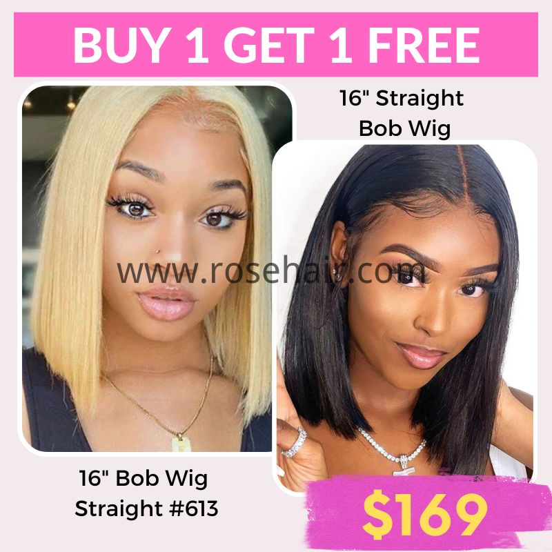 [Buy 1 Get 1 Free] Rose Hair 2 T Part Bob Wigs Natural Black+