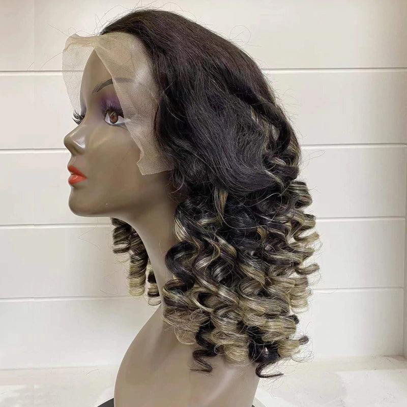 Bouncy Curls Human Hair Wig 13x4 HD Lace Frontal Pre Plucked Hairline Natural Looking Wig For Black Women Rose Hair