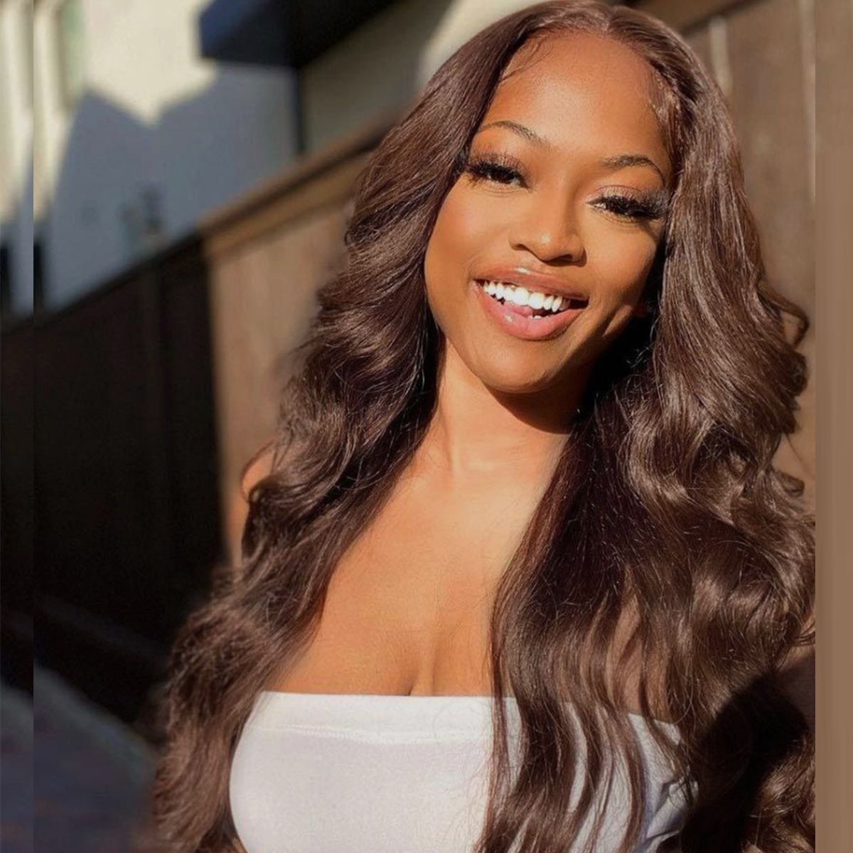 Rose Hair Brown Color Body Wave 13×4 Lace Front Wigs 180% Density
