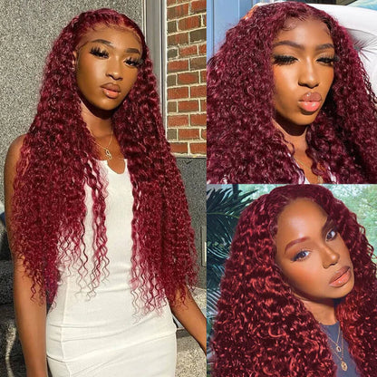 Rose Hair Warm Look Friendly Dark Roots Ombre Burgundy Romatic Wave Lace Frontal Wig