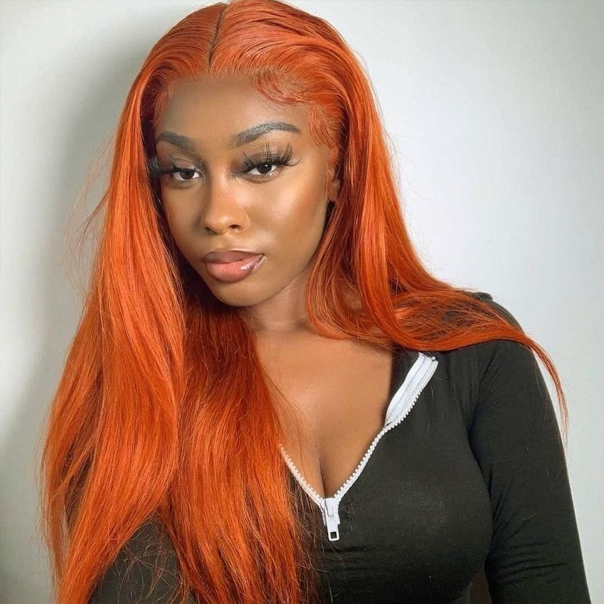 Rose Hair Human Brazilian Virgin Orange Ginger Lace Front Straight Wig 2022 New Fashion Hairstyle