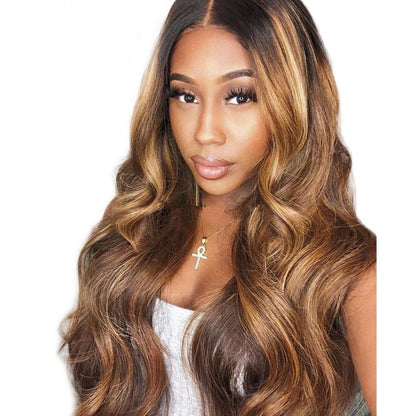 Rose Hair Beyonce Style Honey Piano Highlights T Part Lace Frontal Wig 150%Density - Rose Hair