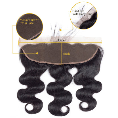 1PCS Brazilian Virgin Body Wave Pre Plucked 13x4 Lace Frontal - Rose Hair