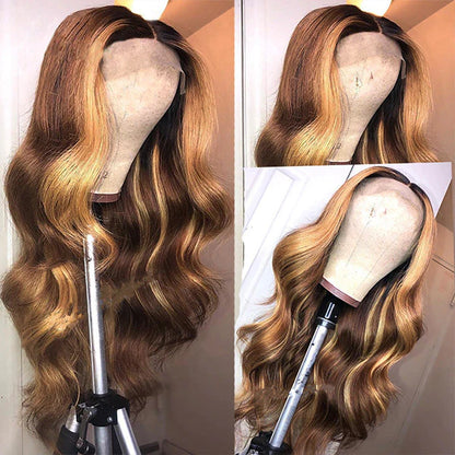 Highlight Ombre Hair 5*5 HD Lace Closure Body Wave Human Hair Wigs