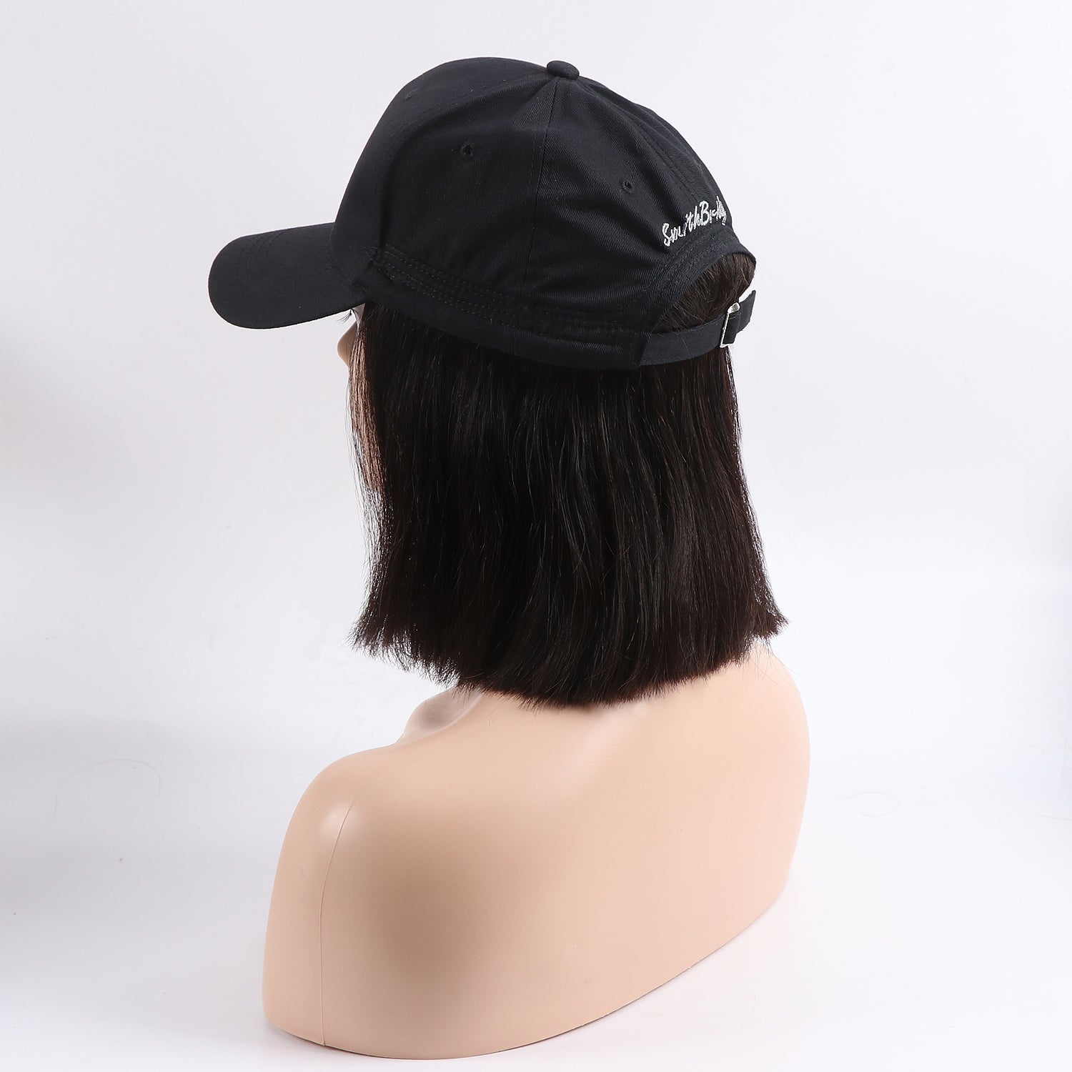 RoseHair Baseball Cap Hair Wig Natural Black Super Easy Affordable Human Hair Wig - Rose Hair
