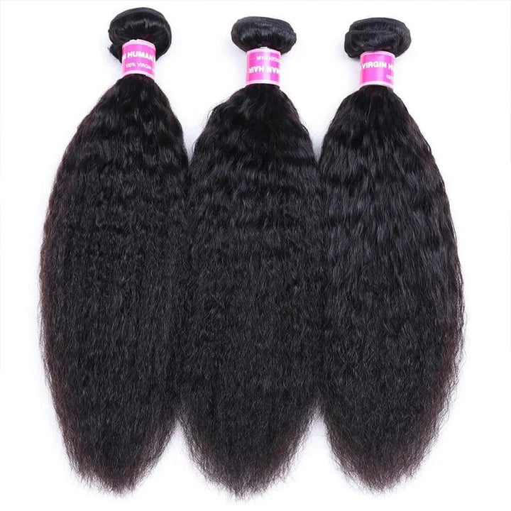 Rose Hair 3 Bundles Kinky Straight Human Hair Weft Deals on Sale 100% Human Bundles