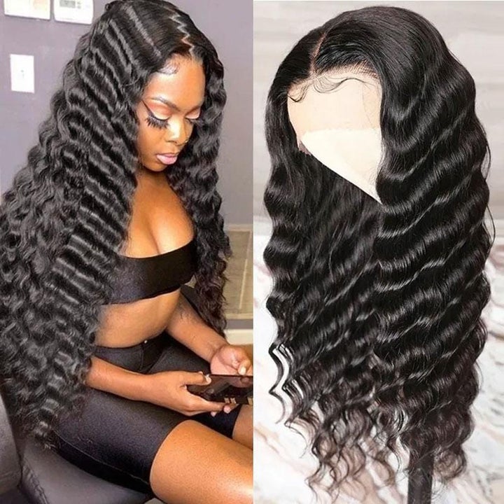 Rose Hair Deep Wave 13x4 HD Lace Frontal Wigs Human Hair Wigs For Women