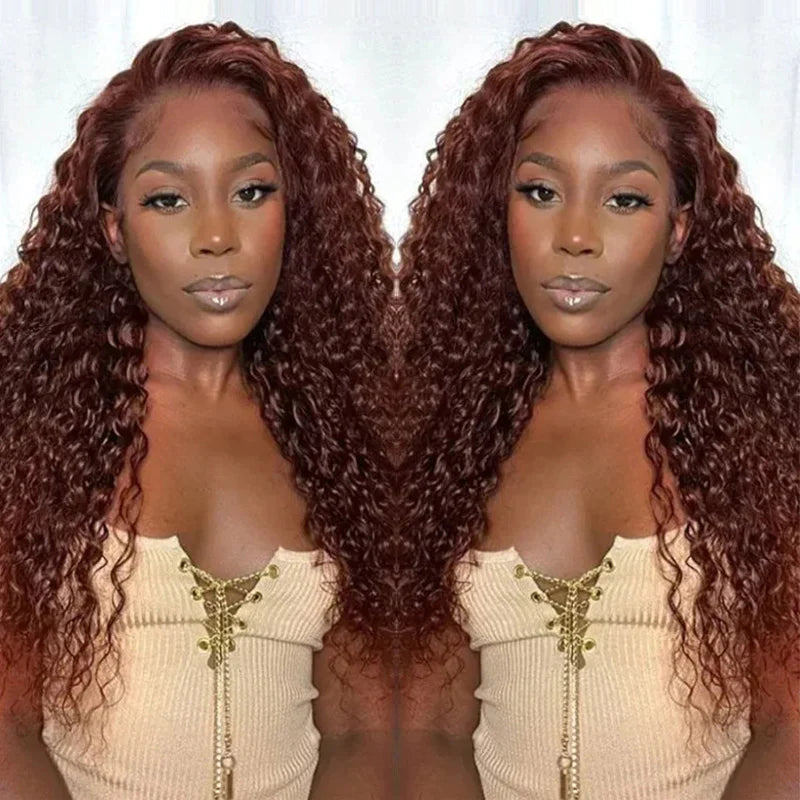 Rose Hair Brunette Auburn Copper 13x4 Lace Frontal Wig Virgin Human Hair Reddish Brown Color