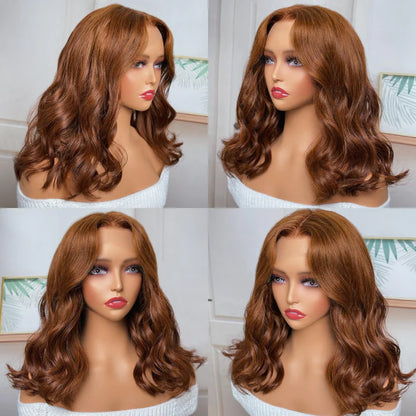 Chocolate Brown Color Lace Front Wig Loose Wave Human Hair Wig Pre Plucked With Baby Hair