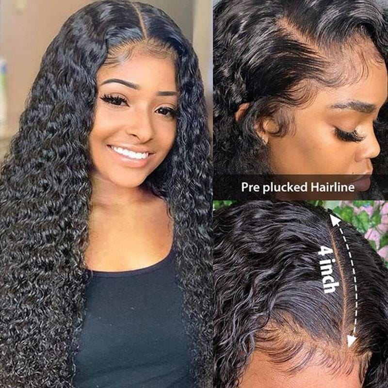 Rose Hair Jerry Curly 4x4 Lace Closure Wigs Remy Human Hair Lace Wigs Youth Series