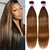 Ombre Balayage Highlights 4x4 Lace Closure with 3 Bundles Bone Straight Virgin Human Hair Weave with Closure Free Part
