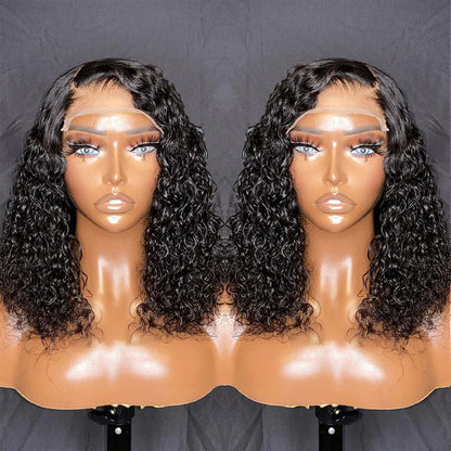 Rose Hair Water Wave 5x5 HD Lace Short Bob Wig 150% Density Virgin Human Hair