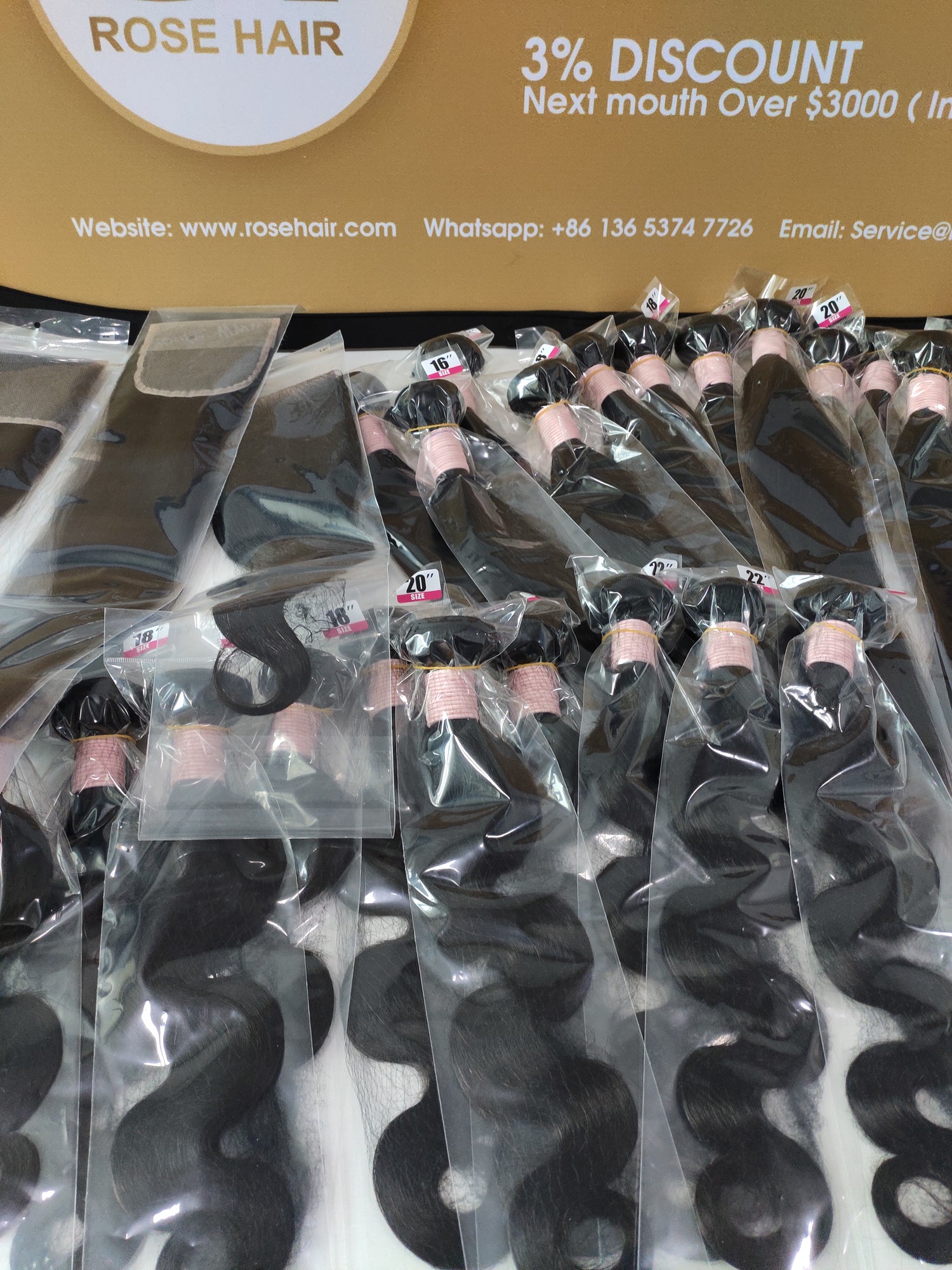 Wholesale Rosehair 10A/15A Grade 30 Bundles All Texture Brazilian Unprocessed Hair Deal - Rose Hair