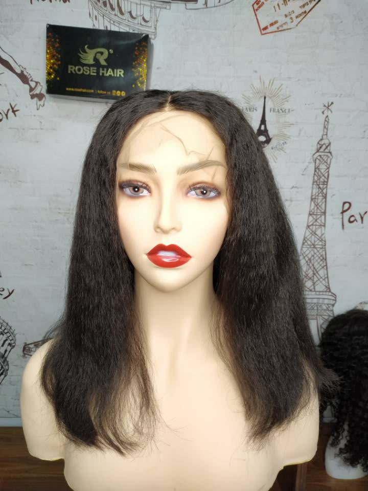 Rose Hair Best Human Hair Yaki Bob Wig 13*6 Lace Frontal Wig Human Hair - Rose Hair