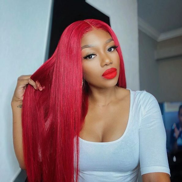 Rose Hair Red Color Straight Hair 13x6 Lace Front Wig Human Hair For Black Women