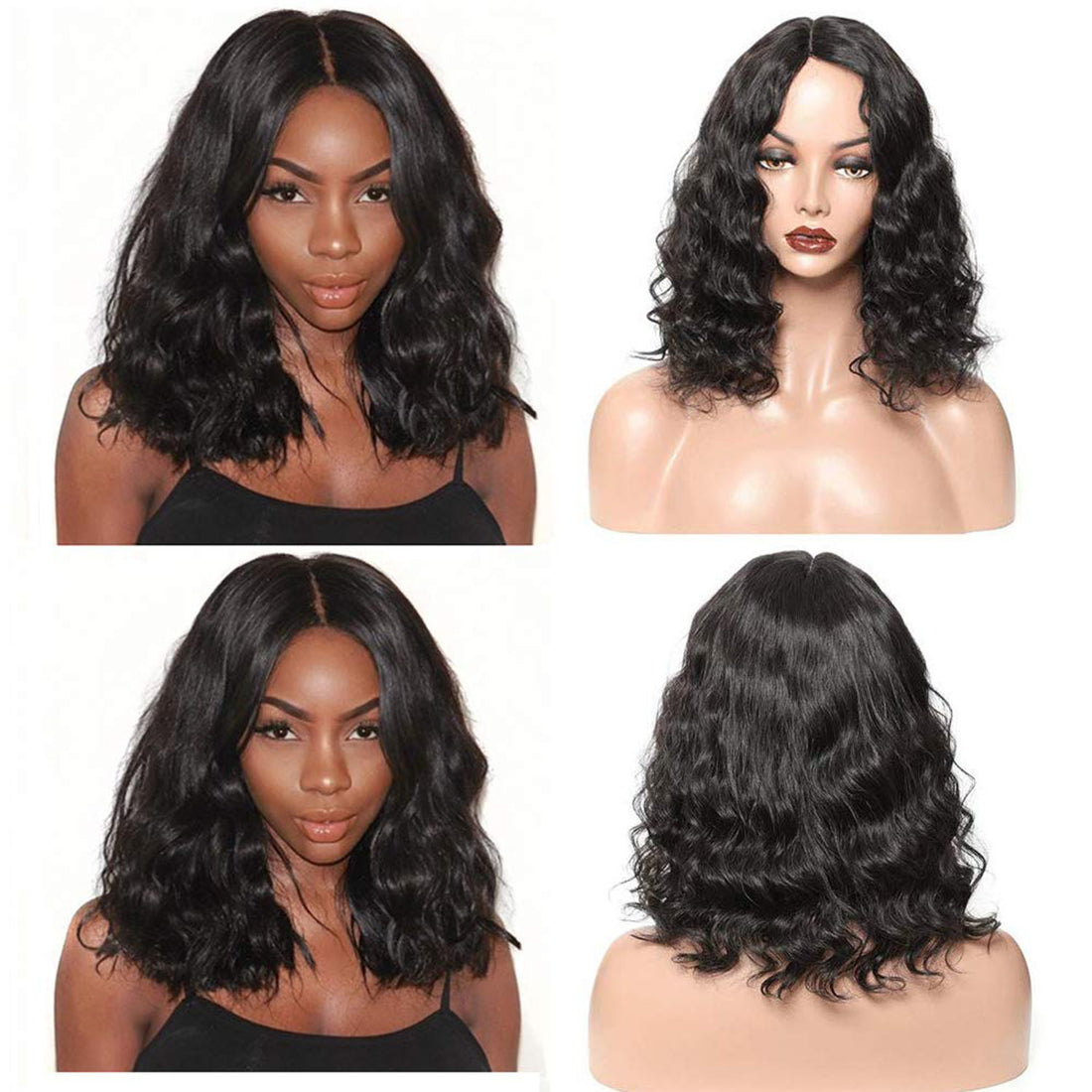 Body Wave Short Bob Wigs 13x4 Brazilian Lace Front Human Hair Wigs Pre Plucked Hairline 150% Density - Rose Hair