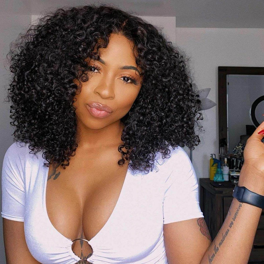 Short Curly Bob Wigs 4x4 Lace Closure Wigs For Black Women 150% Density Pre Plucked With Baby Hair-Rosehair