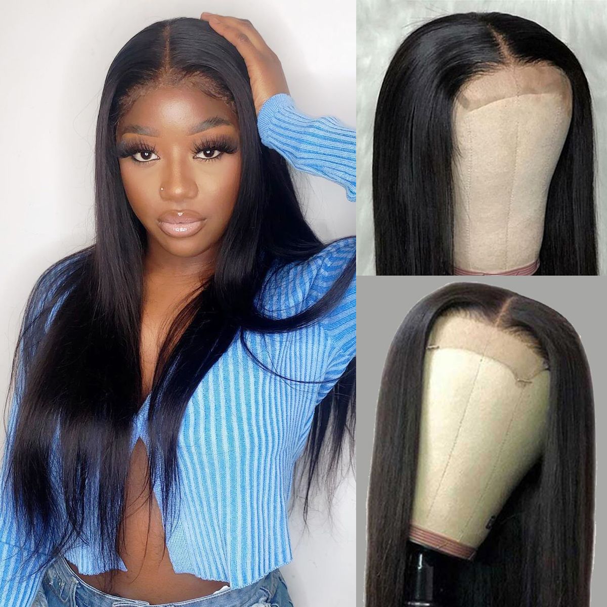 4x4 Glueless Lace Closure Wig Big Bouncy 100% Human Hair Wig All Texture