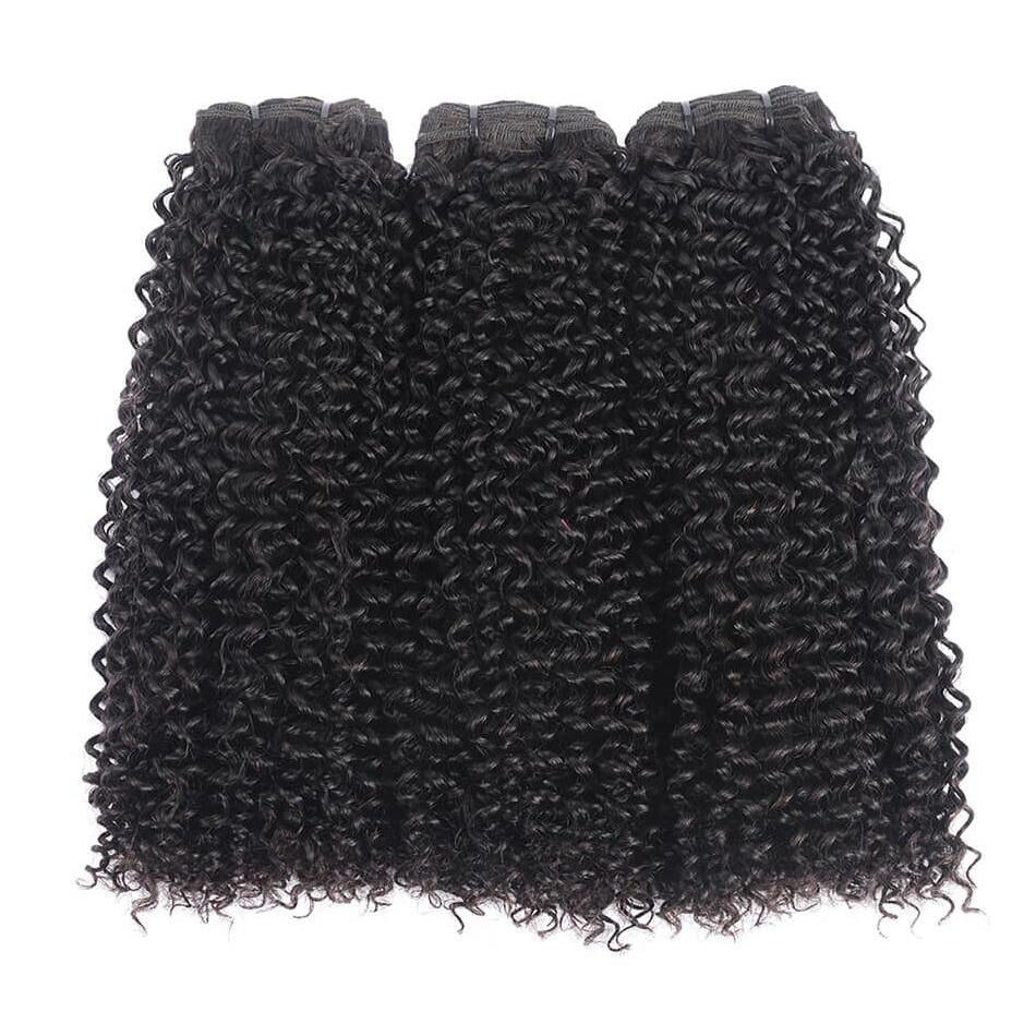 Rosehair 15A Grade Double Drawn Full End Unprocessed 3 Bundles Kinky Curly Brazilian Hair Natural Black - Rose Hair