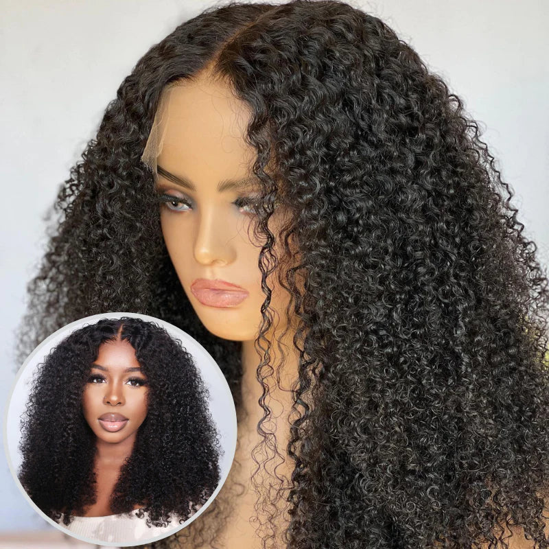 Rose Hair 5x5 HD Lace Closure Wig Afro Kinky Curly Glueless Clear Lace Wigs 180% Density