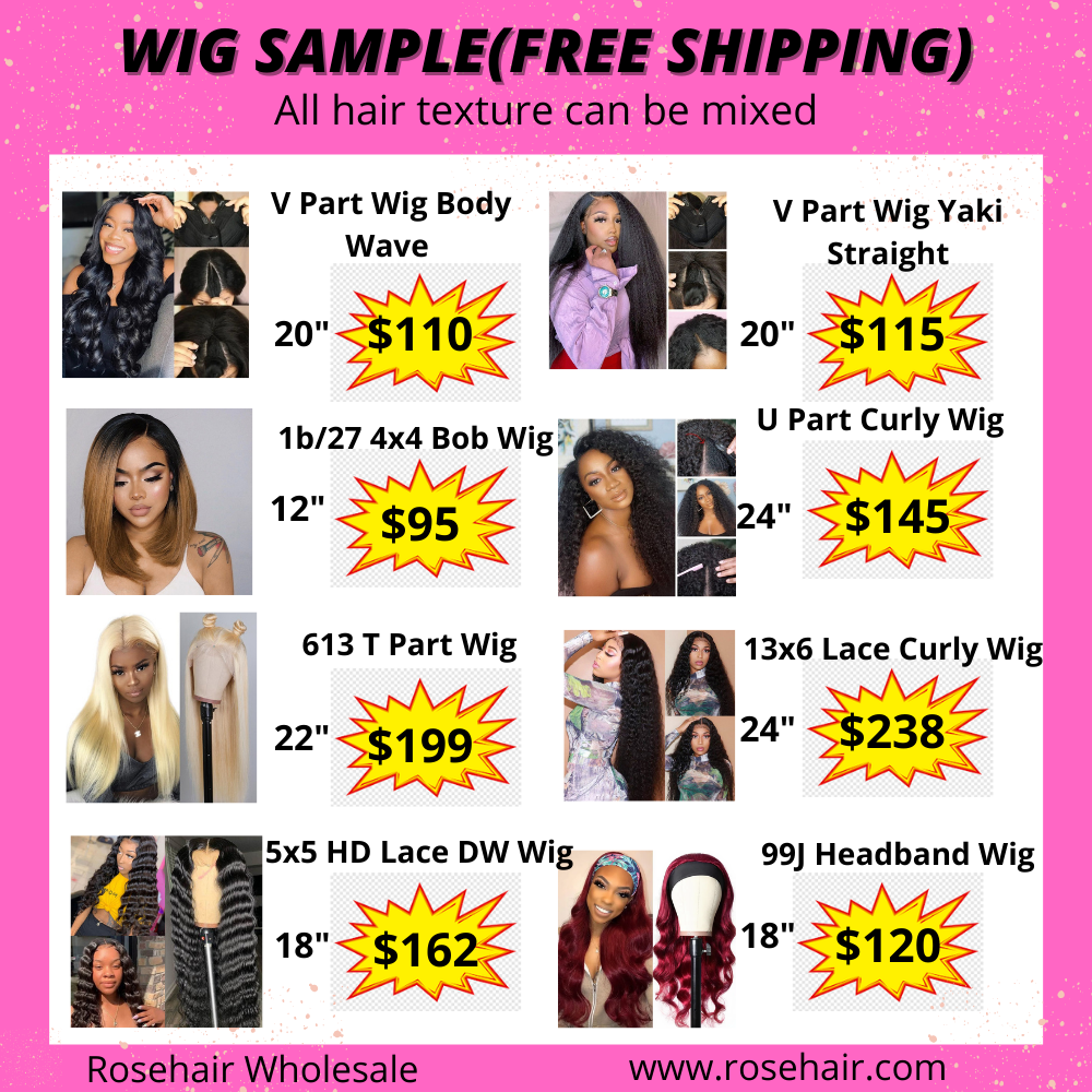 Rose Hair Lace Wigs Sample All Texture Wholesale Deal Free Shipping