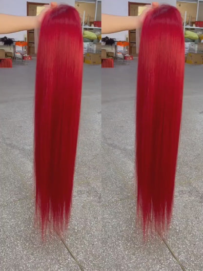 Rose Hair Red Color 13x4 HD Lace Frontal Wigs Body Wave Human Hair