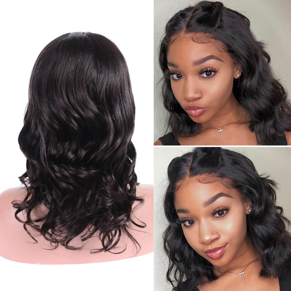 RoseHair 100% Human  Hair 13x4 Lace Frontal Silky Bob Wig Blunt Cut Natural Color All Texture - Rose Hair