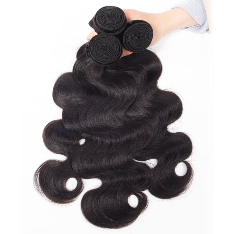10A Grade 3 Bundles Brazilian Body Wave Virgin Hair With 1 PCS Per Plucked 360 Lace Frontal - Rose Hair