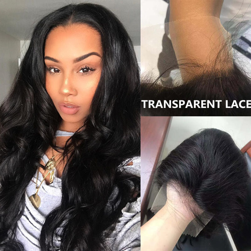 Luvness Real Undetectable Transparent Body Wave 13x4 Lace Front Glueless Wig 100% Human Hair Wig - Rose Hair