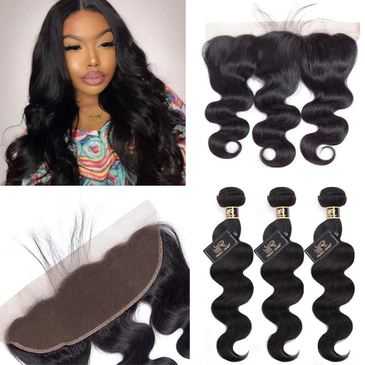 Rose Hair 10A Grade 3pcs Hair Bundles with 13x4 Lace Frontal Wholesale Package Deal Free Shipping