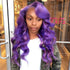 Human Virgin Hair Purple Color Pre-plucked Lace Frontal Wig 150% Density The Same As The Hairstyle In The Picture - Rose Hair