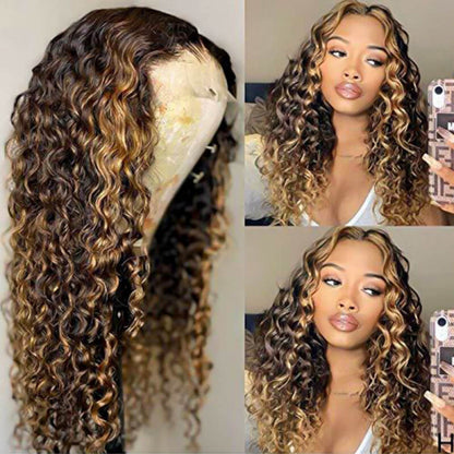 Rose Hair Deep Wave Highlight Lace Front Wigs 16-26inches 180% Density
